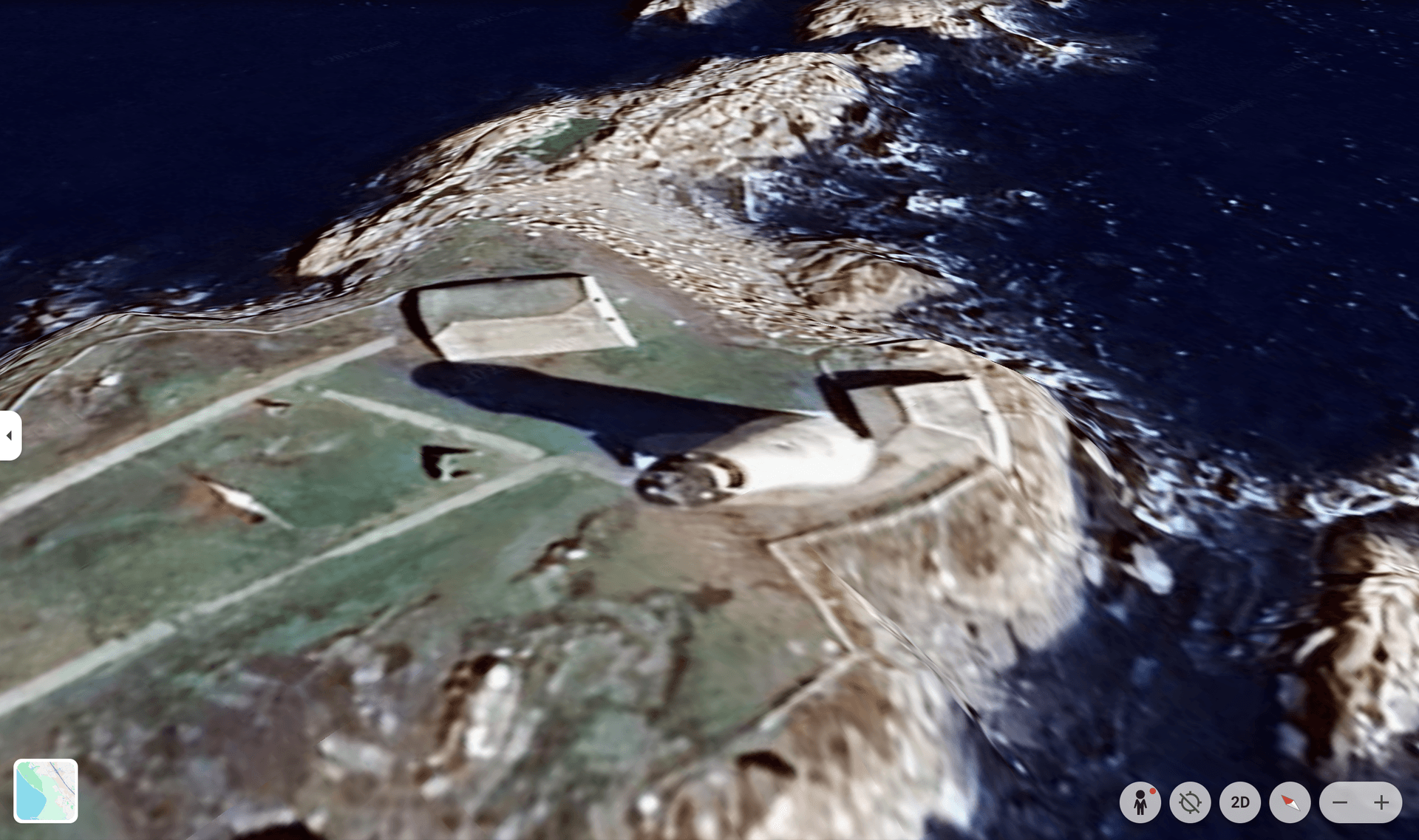 Flat lighthouse in Google Earth 3D View