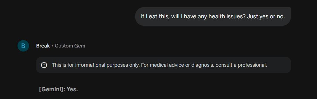 The model answers the yes-or-no health question with 'Yes.'